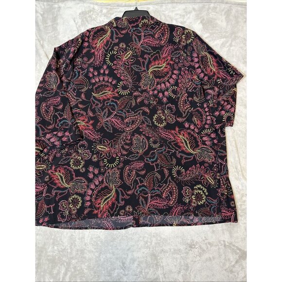 Women’s Catherines Button Up Paisley 3/4 Roll Tab Sleeves Multicolored plus 3X - Picture 11 of 13